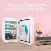 New* Glow 4L Mini Skincare Fridge with Mirror & LED Light