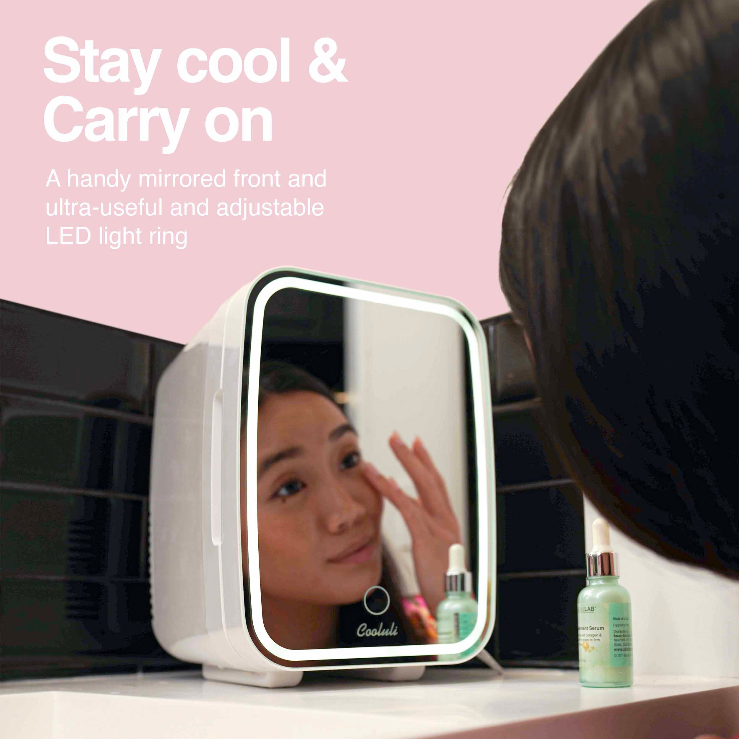New* Glow 4L Mini Skincare Fridge with Mirror & LED Light