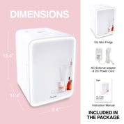 New* Glow 10L Mini Skincare Fridge with Mirror & LED Light
