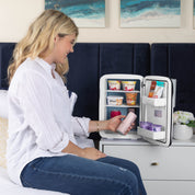 cooluli classic 15 liter white portable mini fridge door