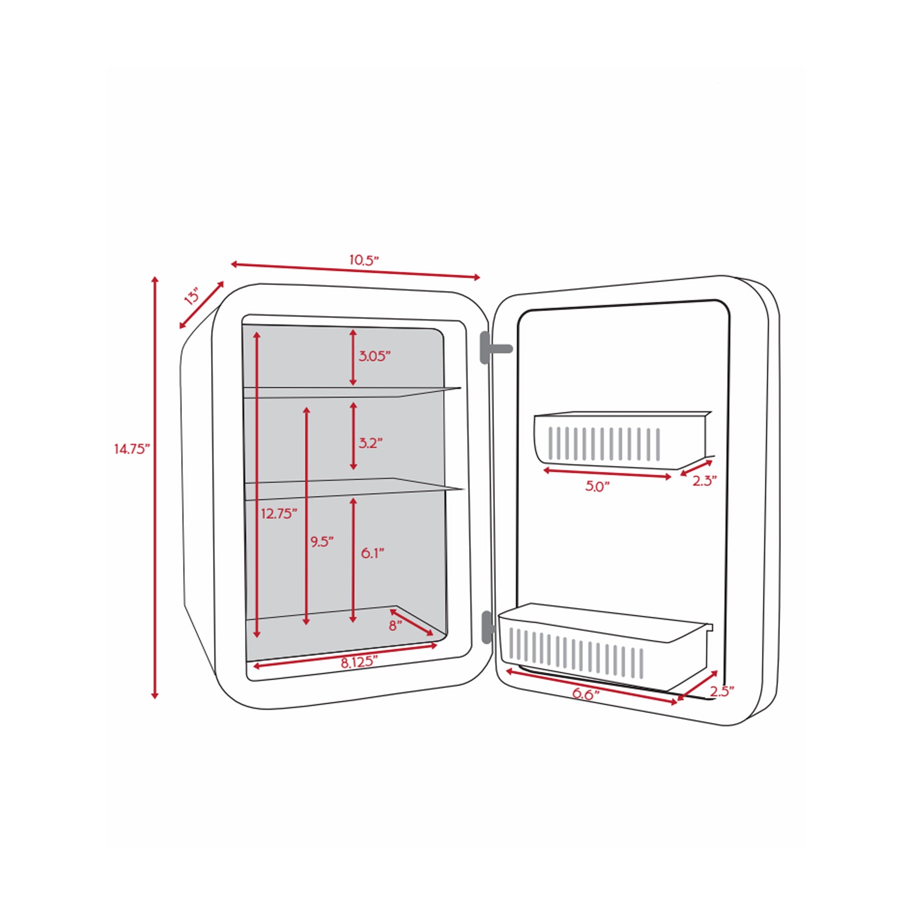 Infinity 15 Liter Pink Big Mini Fridge Dimensions Measurements