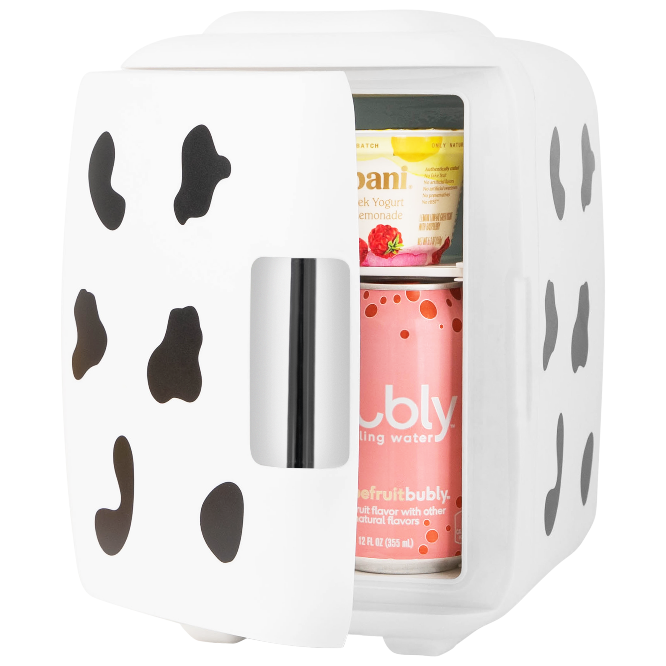 Classic 4 Liter Small Cow Print Mini Fridge for Food