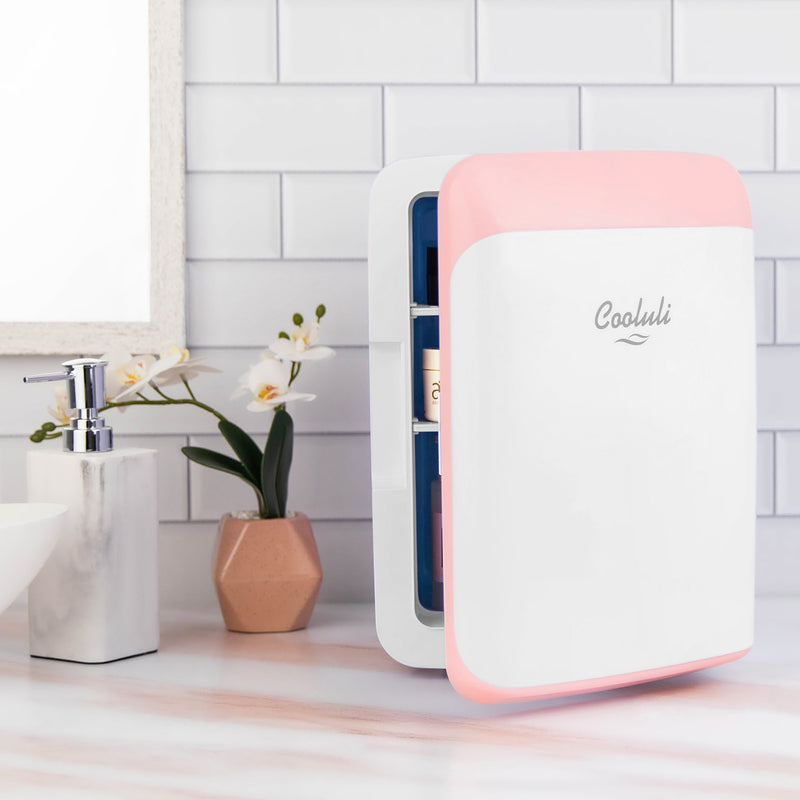 cooluli classic 10 liter pink mini fridge door