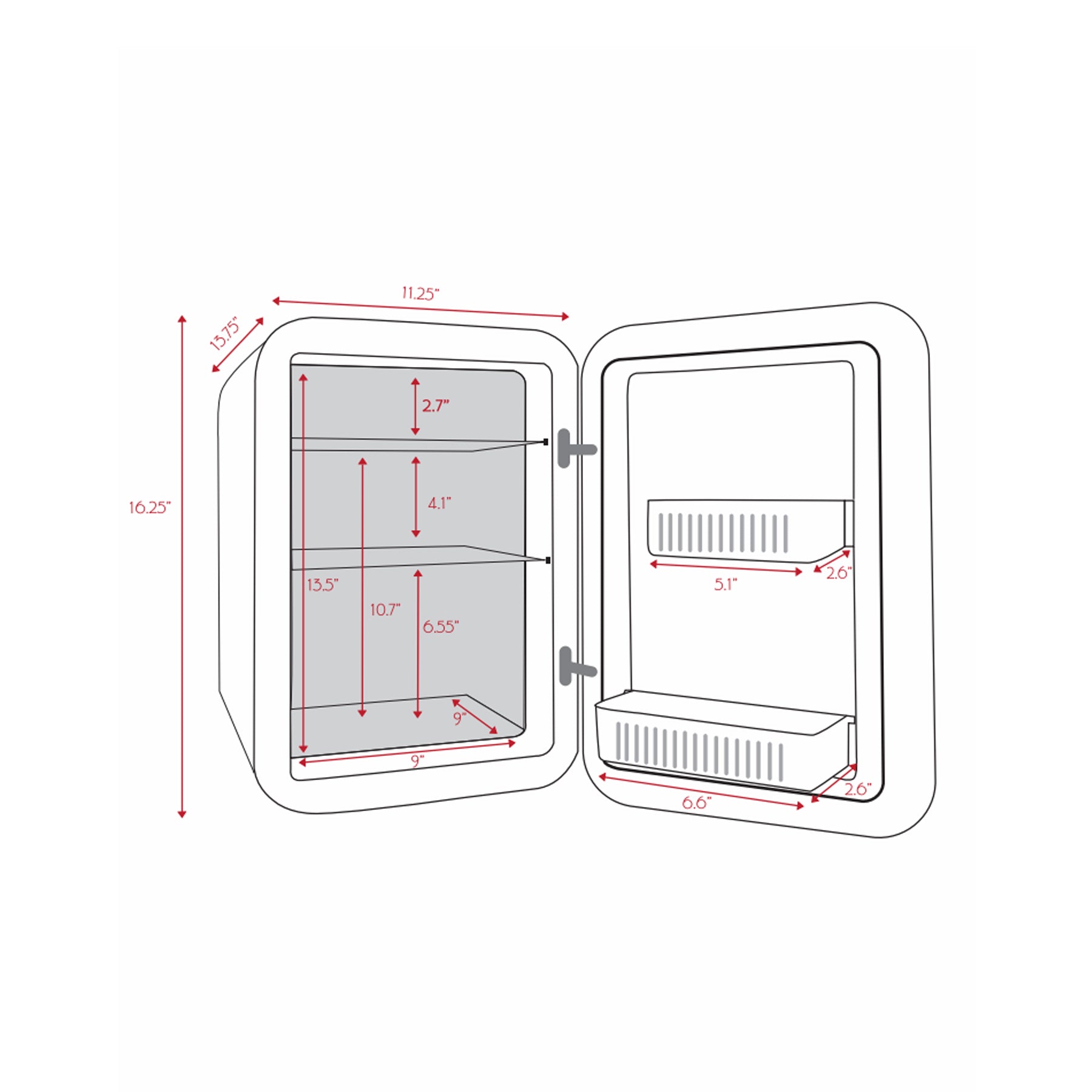 Cooluli 20L Mini Fridge For Bedroom - Car, Office Desk & College Dorm Room  - Glass Front & Digital Temperature Control - Small 12v Refrigerator for  Food, Drinks, Skincare, Beauty & Breast